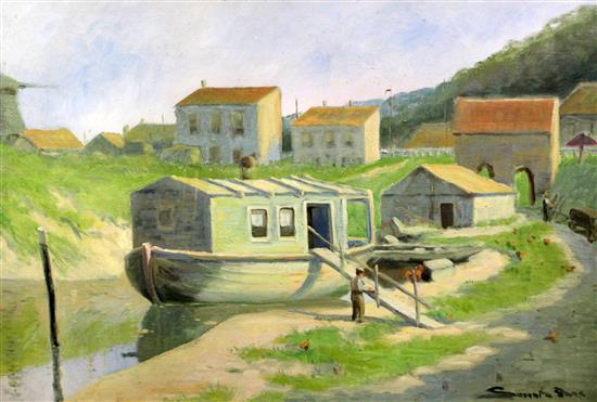 Jacobus P.F. Leonard (1880-?) Houseboats, 1914 25 x 37in.